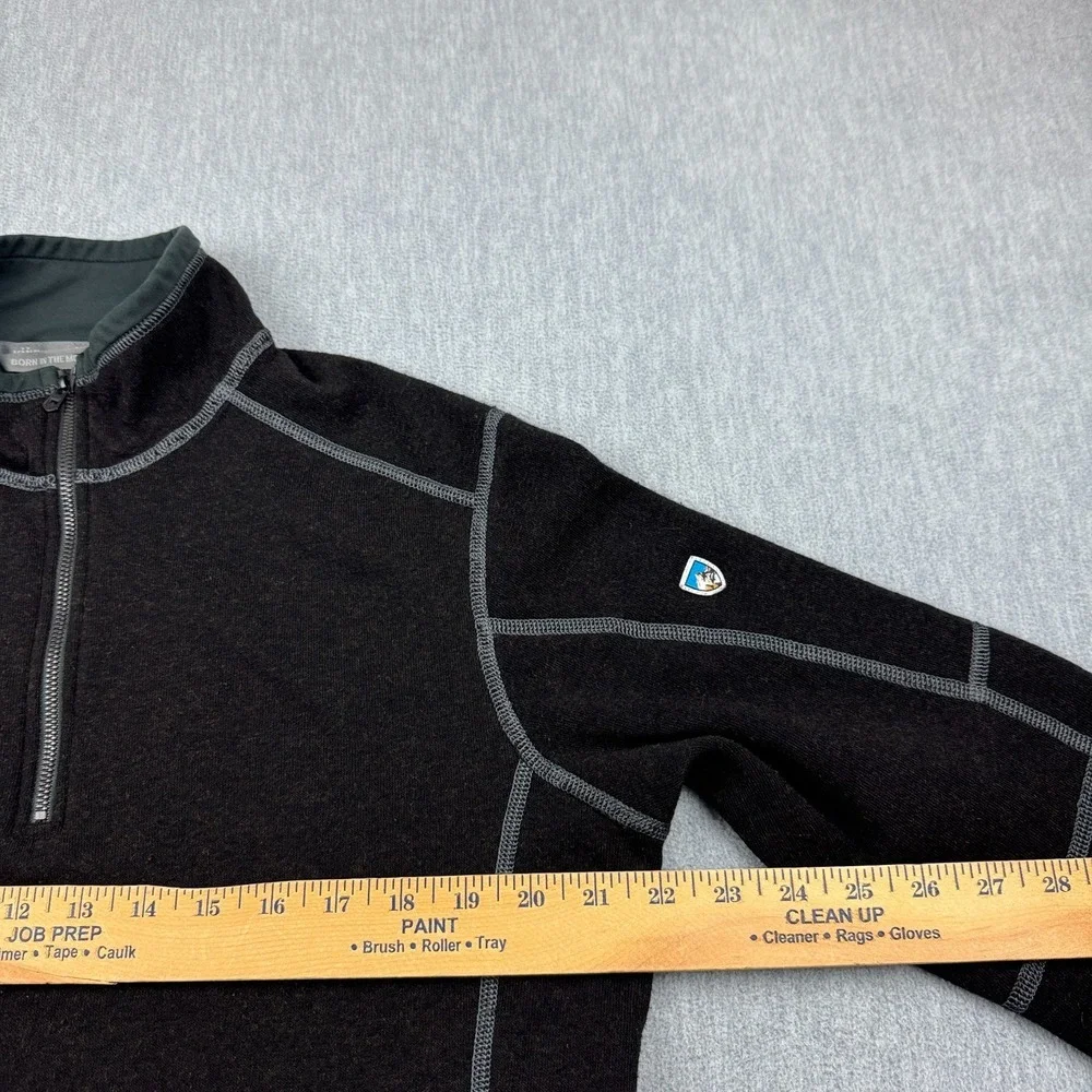 Kuhl Sweater Mens Medium Black‎ Revel Pullover Black 1/4 Zip Long Sleeve Fleece
